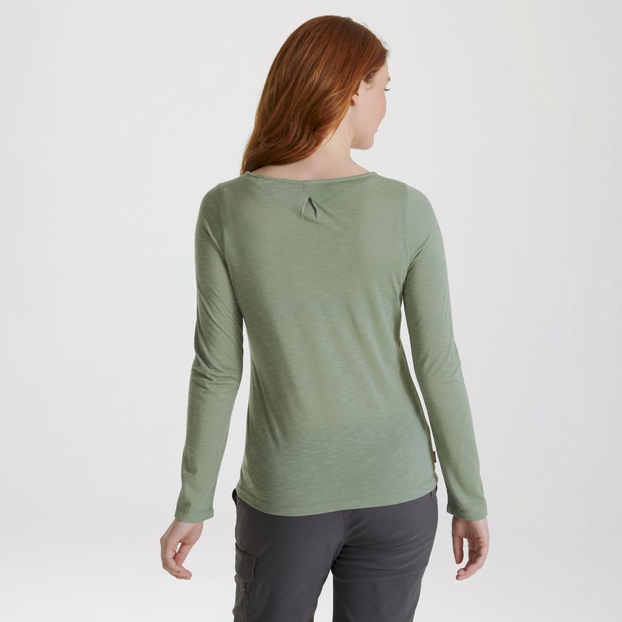 Olive Craghoppers NosiLife Erin Long Sleeved Women's T-Shirts | CKZ6941SP