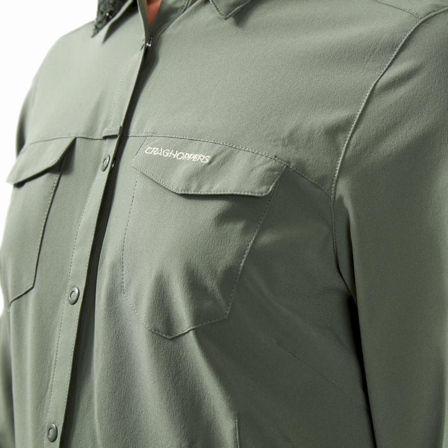 Olive Craghoppers NosiLife Pro III Long Sleeved Women's Shirts | KBX8427DA