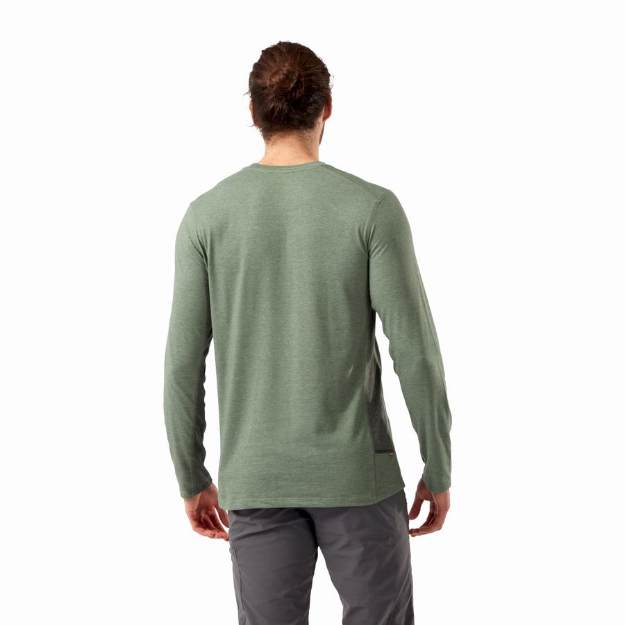 Olive Craghoppers NosiLife Talen Long Sleeved Men's T-Shirts | MFX7698YE