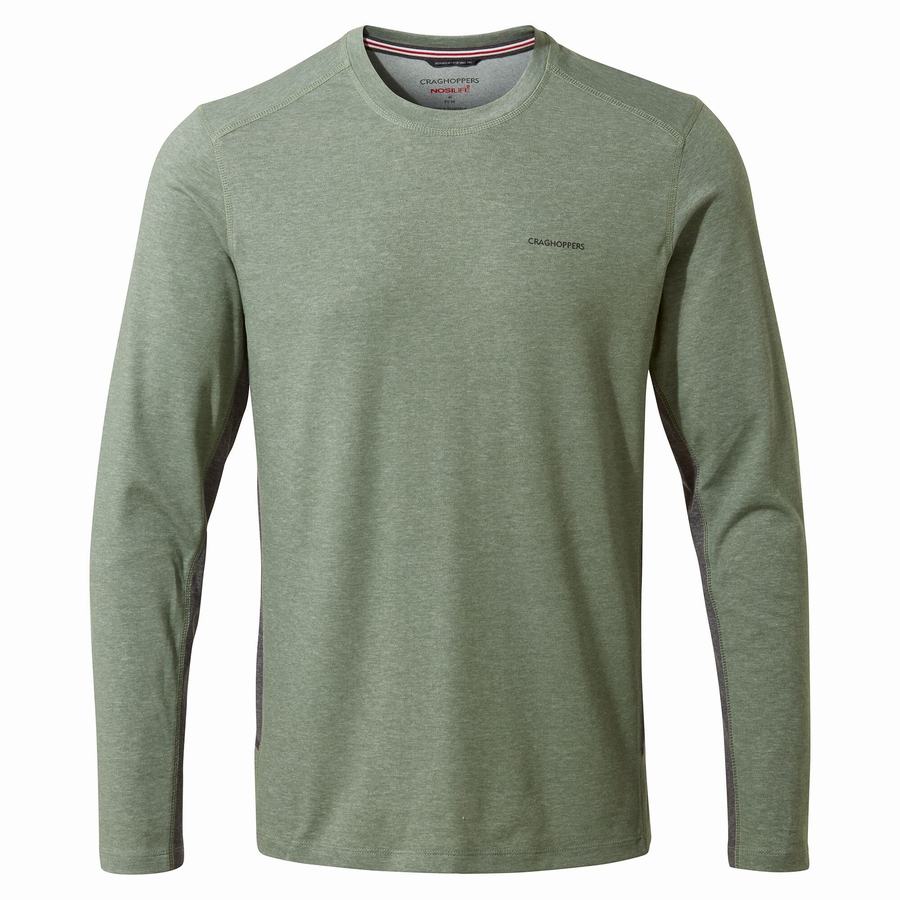 Olive Craghoppers NosiLife Talen Long Sleeved Men's T-Shirts | MFX7698YE