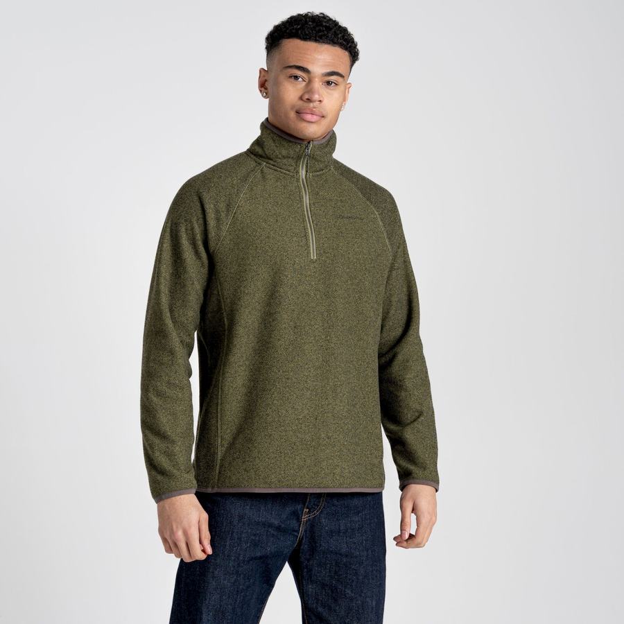 Olive Green Craghoppers Durrus Half Zip Men's Sweaters | HYE1250OD