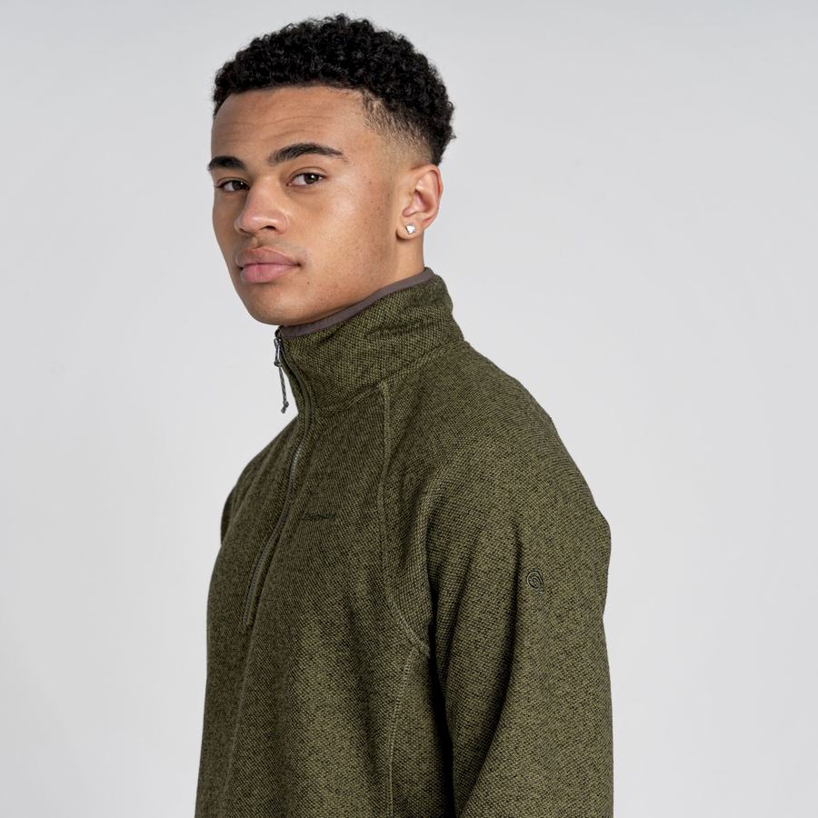 Olive Green Craghoppers Durrus Half Zip Men's Sweaters | HYE1250OD