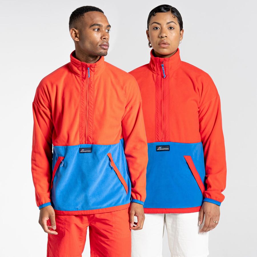 Orange Red Blue Craghoppers Welwood Half Zip Men\'s Sweaters | THZ8760HK