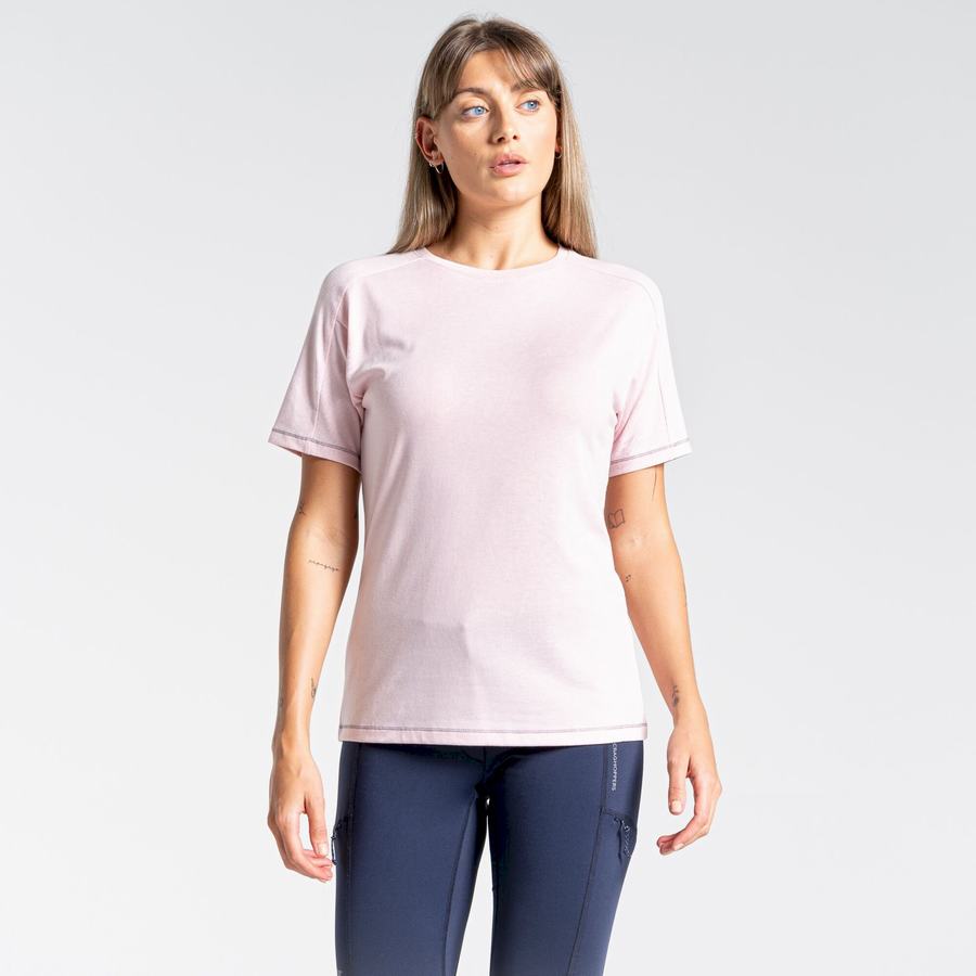 Pink Craghoppers Dynamic Short Sleeved Women's T-Shirts | CYJ7179YZ