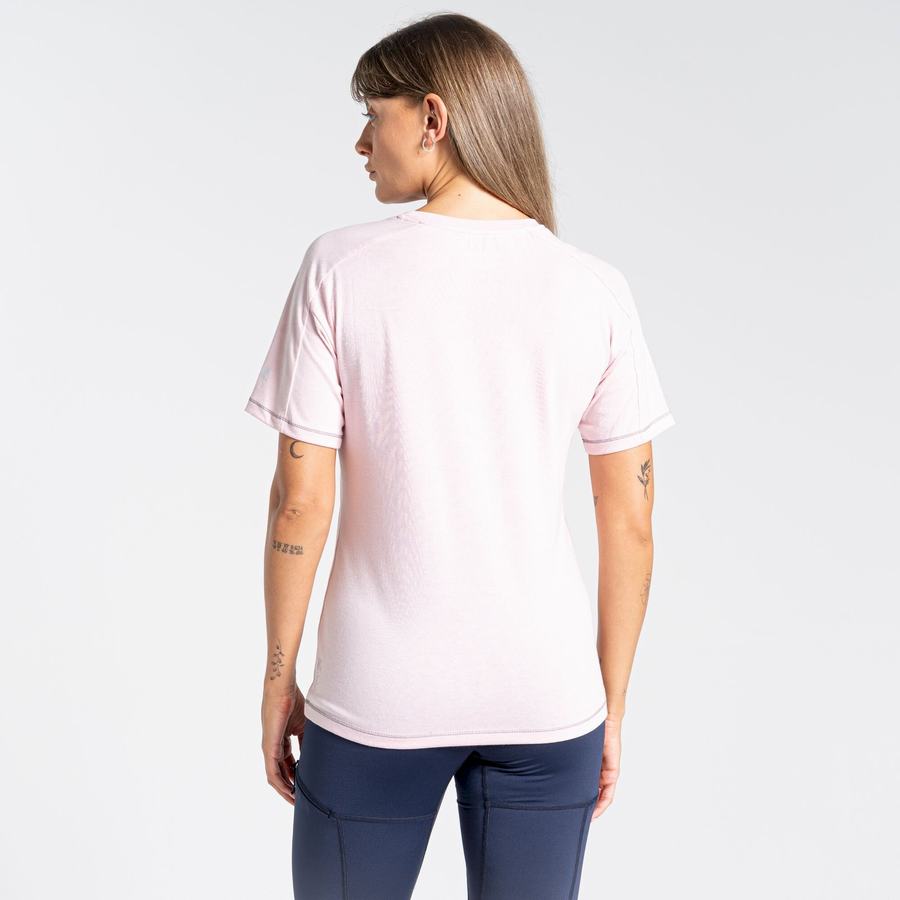 Pink Craghoppers Dynamic Short Sleeved Women's T-Shirts | CYJ7179YZ