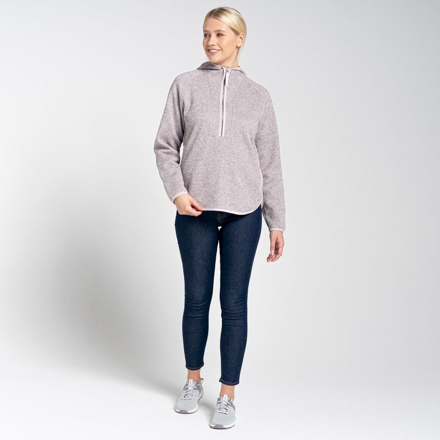 Pink Craghoppers Elena Hooded Half Zip Women's Sweaters | XAM5774TC