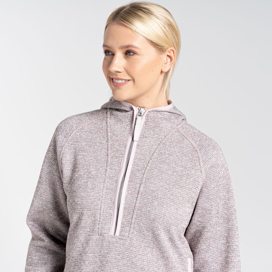 Pink Craghoppers Elena Hooded Half Zip Women's Sweaters | XAM5774TC