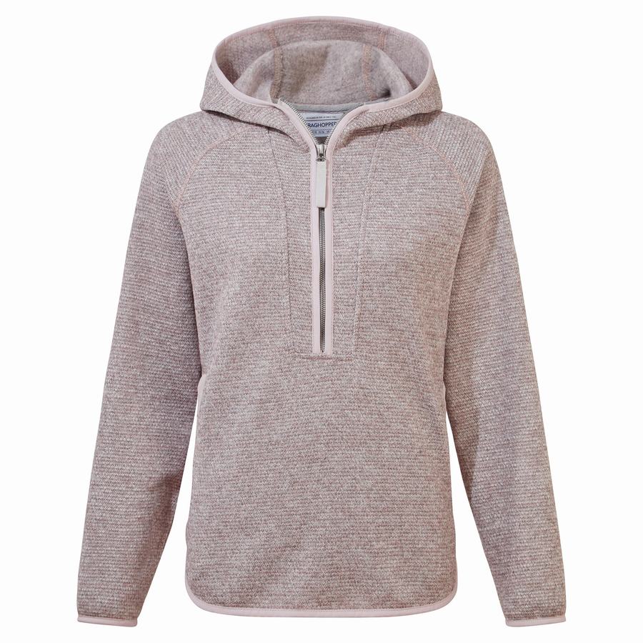 Pink Craghoppers Elena Hooded Half Zip Women's Sweaters | XAM5774TC