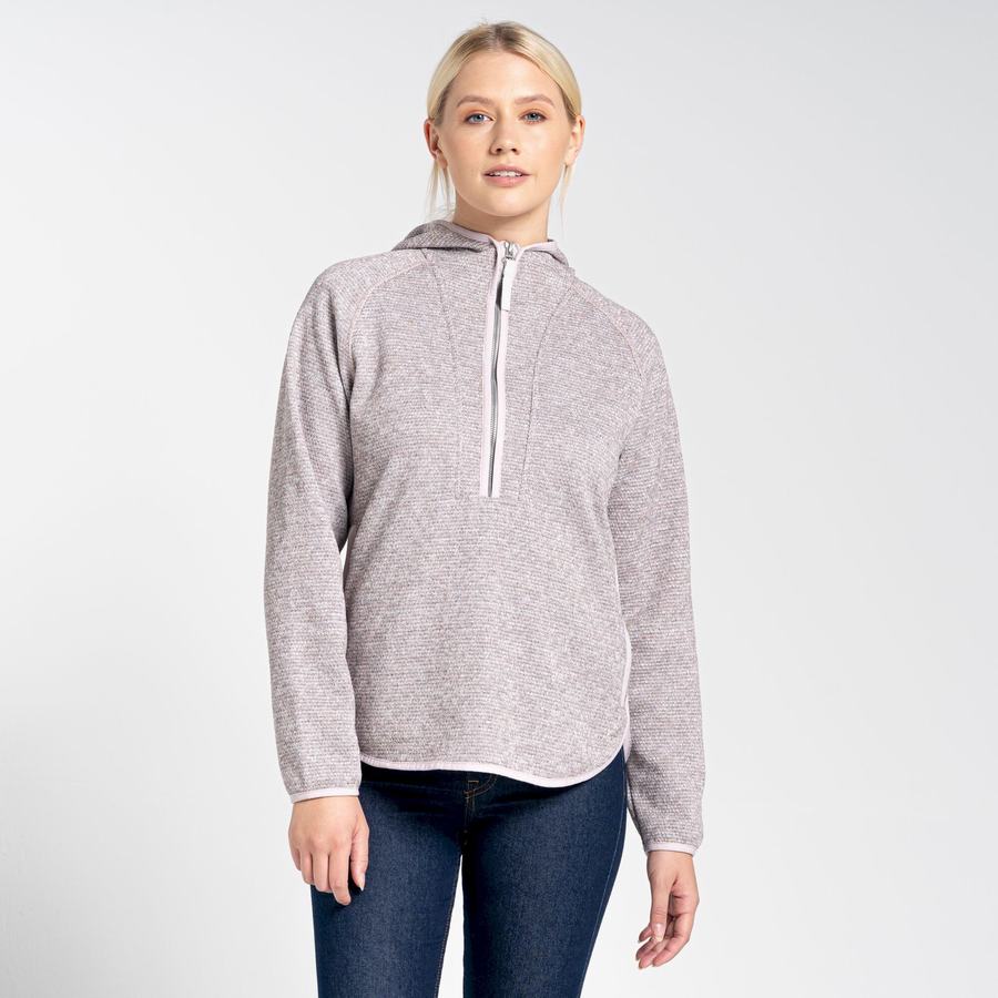 Pink Craghoppers Elena Hooded Half Zip Women's Sweaters | XAM5774TC