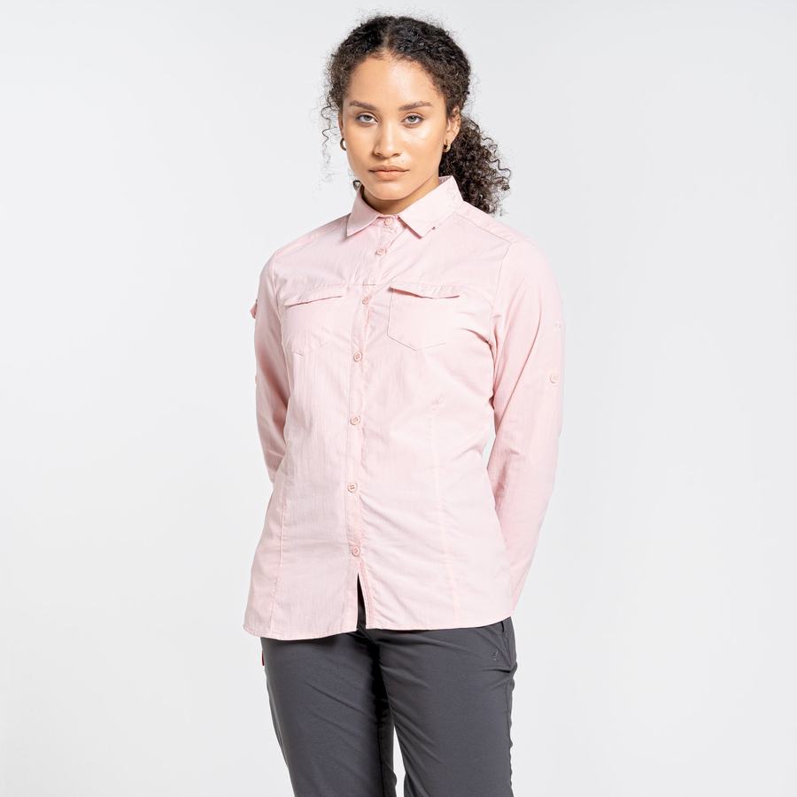 Pink Craghoppers NosiLife Adventure II Long Sleeved Women's Shirts | XOG8598SI