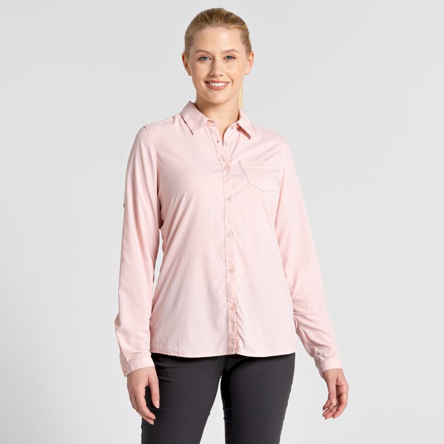 Pink Craghoppers NosiLife Bardo Long Sleeved Women's Shirts | JGN10038KO