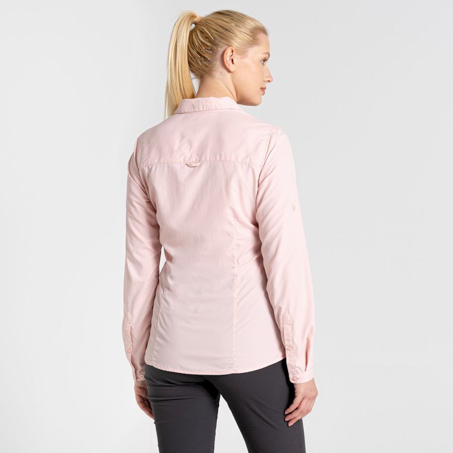 Pink Craghoppers NosiLife Bardo Long Sleeved Women's Shirts | JGN10038KO