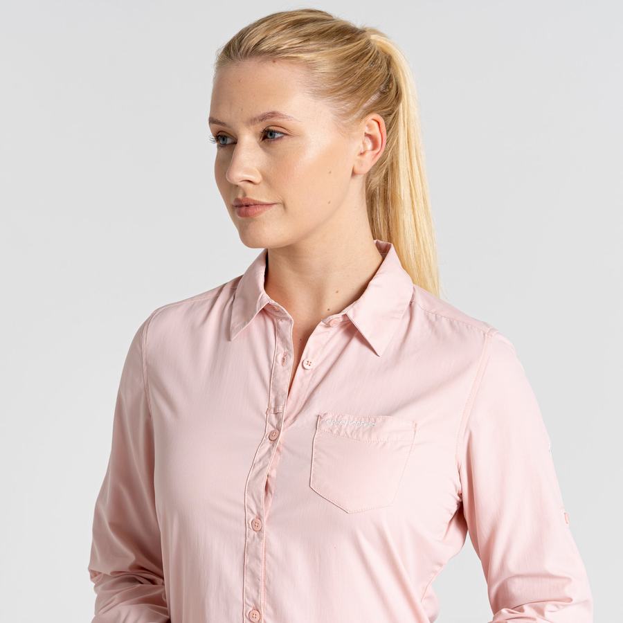 Pink Craghoppers NosiLife Bardo Long Sleeved Women's Shirts | JGN10038KO