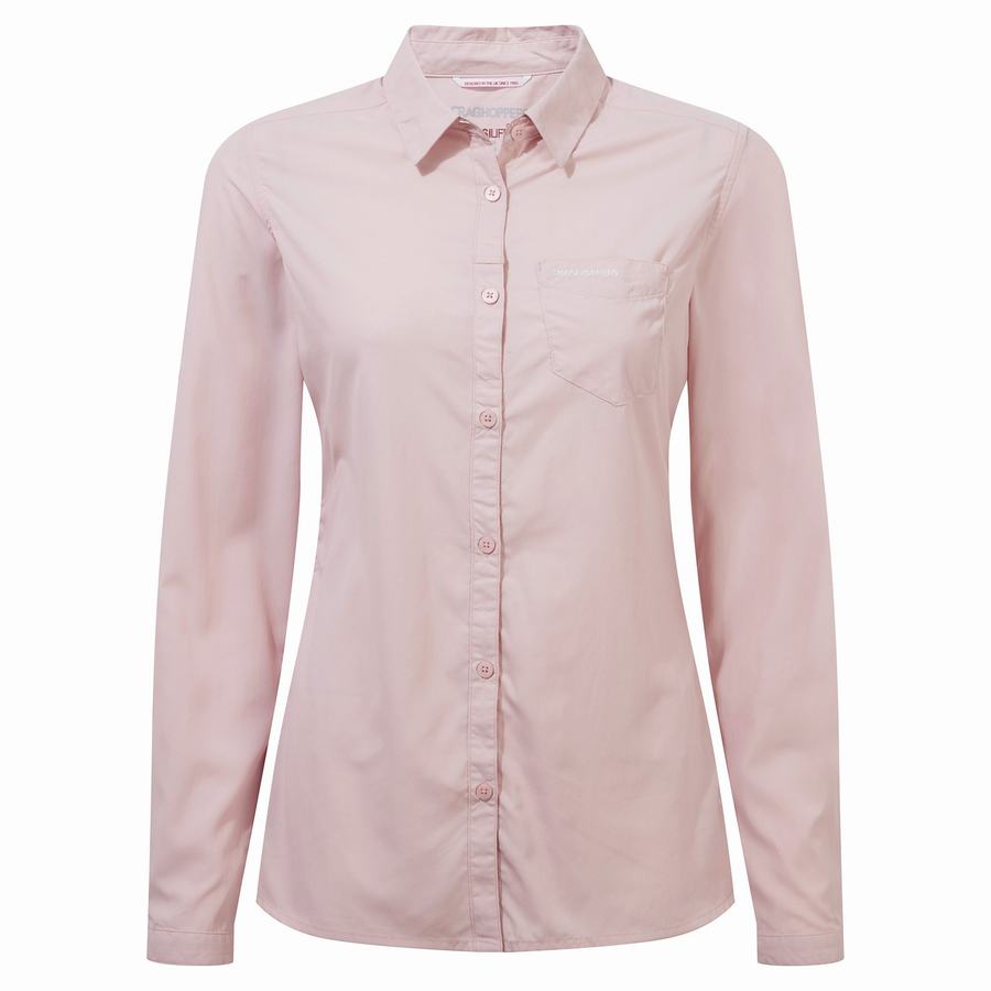 Pink Craghoppers NosiLife Bardo Long Sleeved Women's Shirts | JGN10038KO