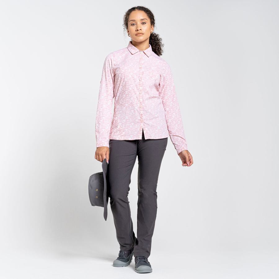 Pink Craghoppers NosiLife Callo Long Sleeved Women's Shirts | YTA3694QY