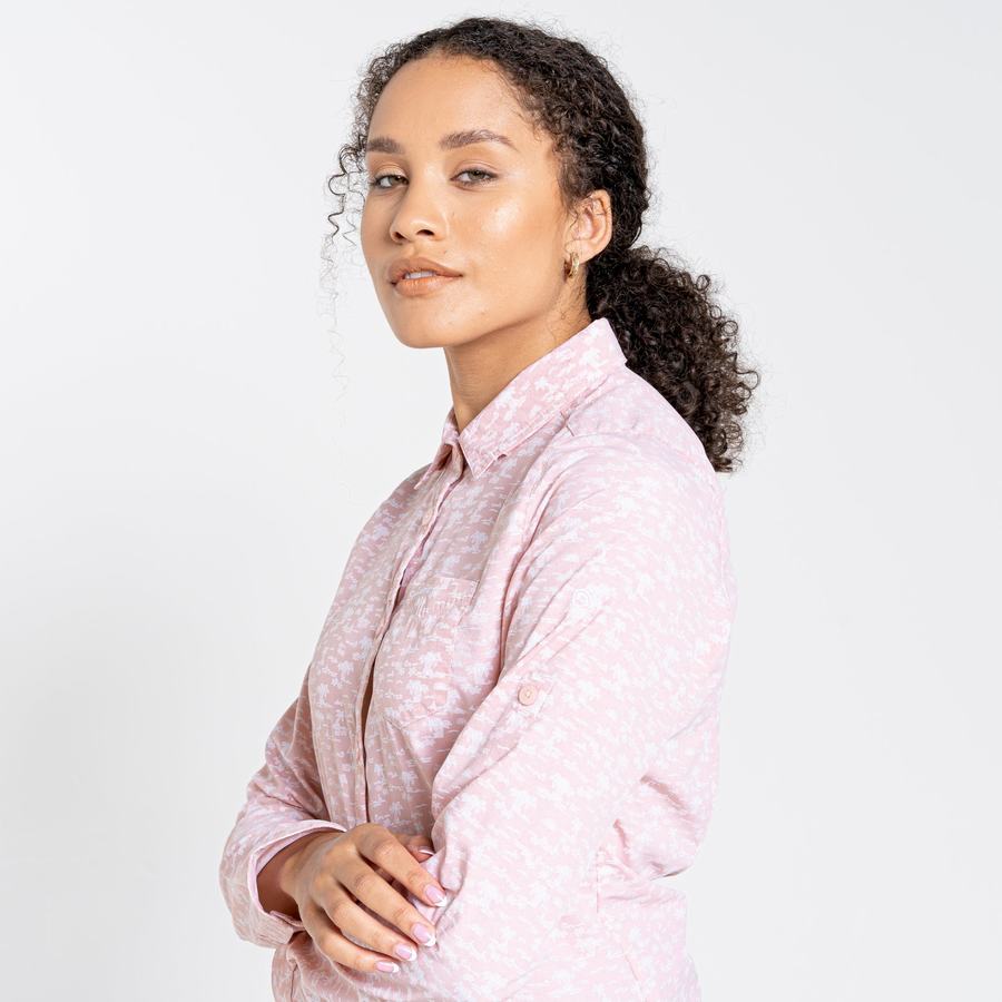 Pink Craghoppers NosiLife Callo Long Sleeved Women's Shirts | YTA3694QY