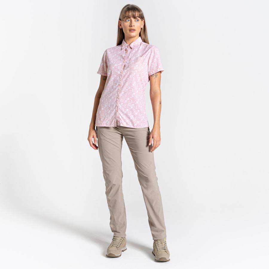 Pink Craghoppers NosiLife Tillia Short Sleeved Women's Shirts | QQI5284IR