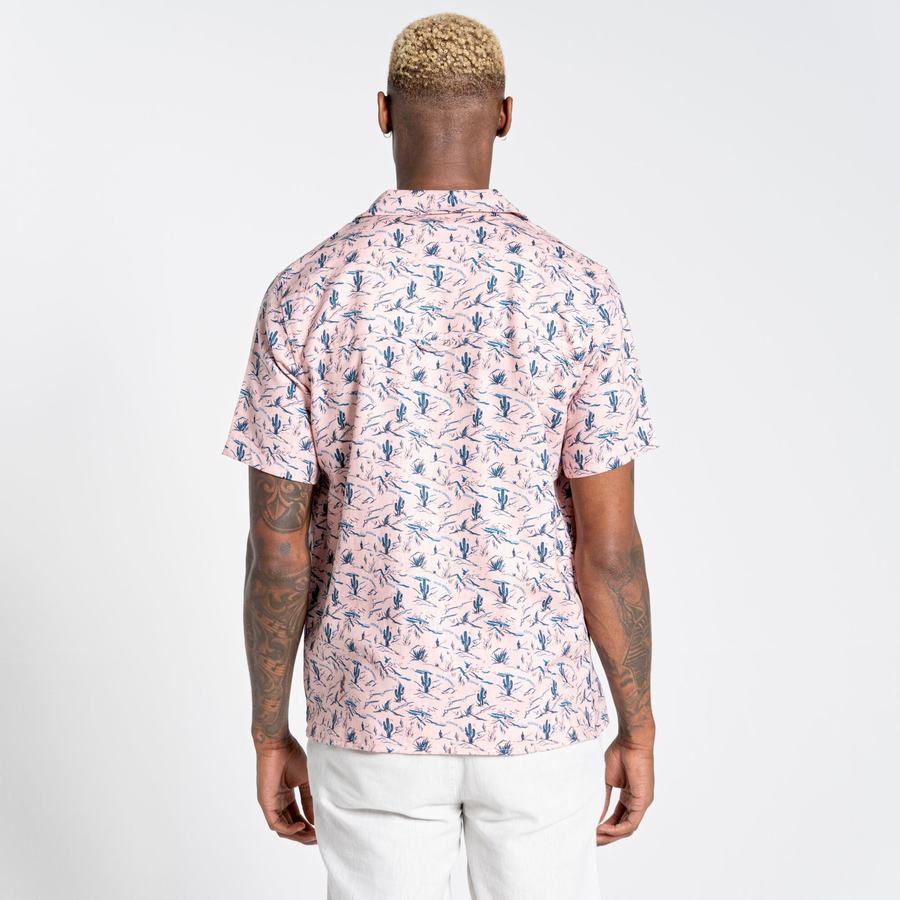 Pink Craghoppers Nosibotanical Hula Short Sleeved Men's Shirts | LWX5280DJ