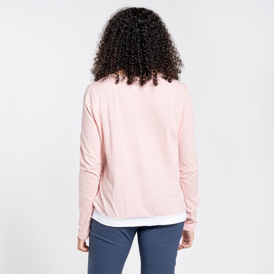 Pink Craghoppers Nosibotanical Magnolia Long Sleeved Women's T-Shirts | JLG5984IH