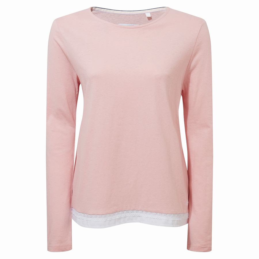 Pink Craghoppers Nosibotanical Magnolia Long Sleeved Women's T-Shirts | JLG5984IH