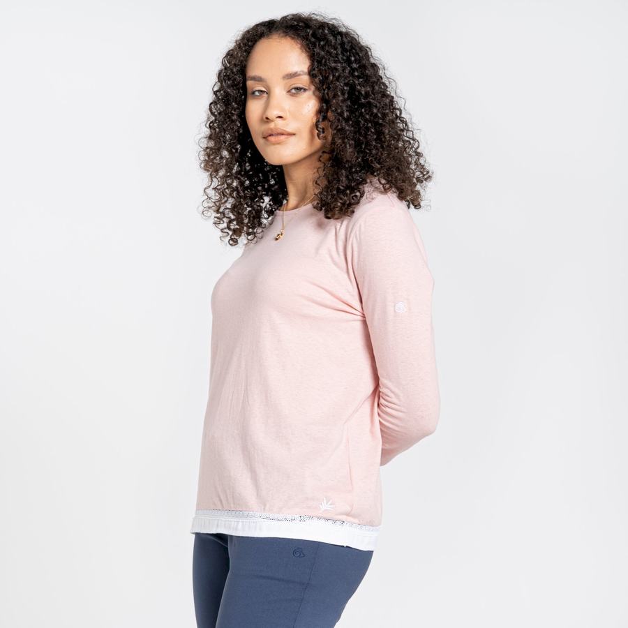 Pink Craghoppers Nosibotanical Magnolia Long Sleeved Women's T-Shirts | JLG5984IH