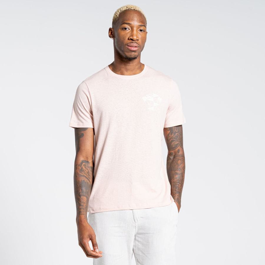 Pink Craghoppers Nosibotanical Sten Short Sleeved Men's T-Shirts | QBU6915VC