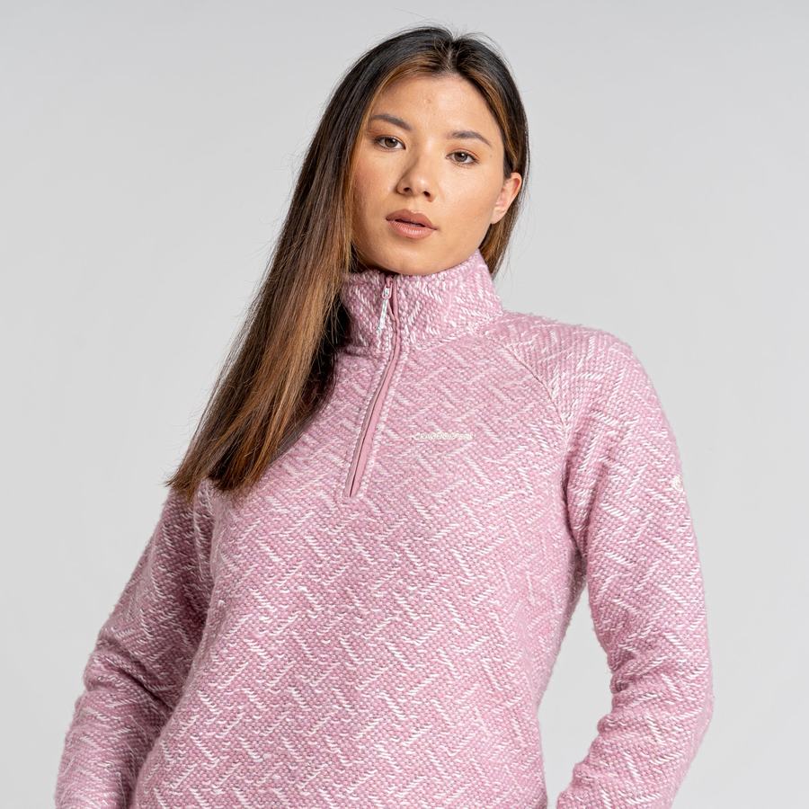 Pink Craghoppers Talladale Half Zip Women's Sweaters | MNC2984AI