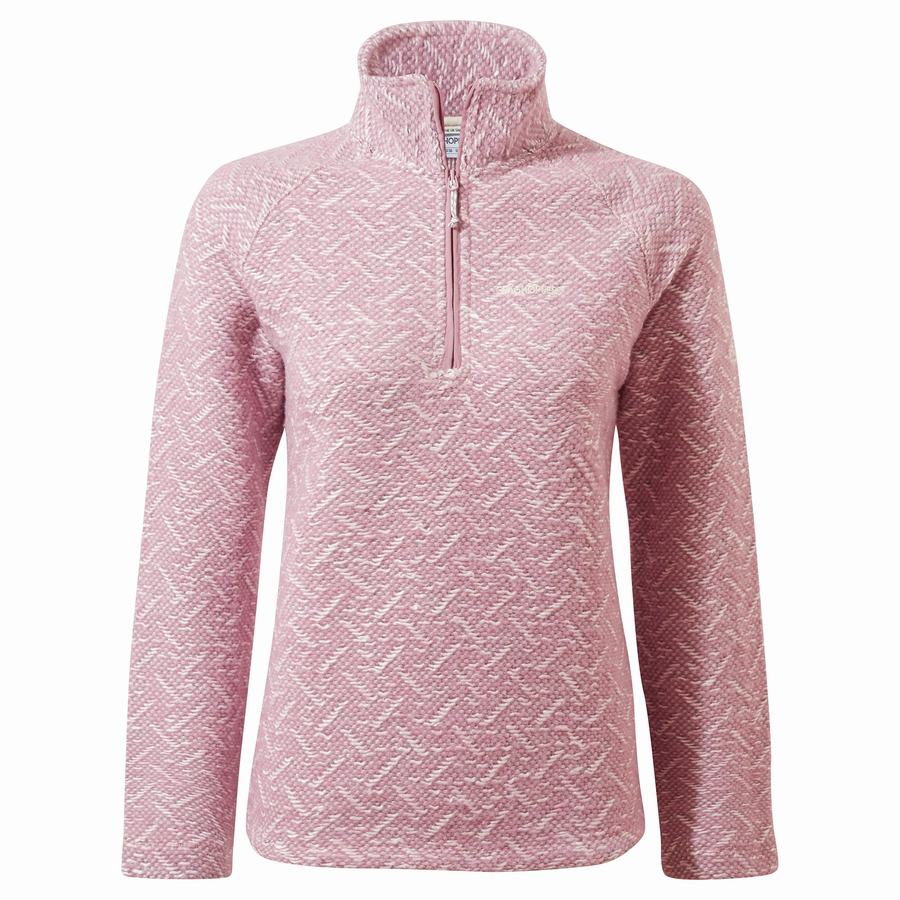 Pink Craghoppers Talladale Half Zip Women\'s Sweaters | MNC2984AI