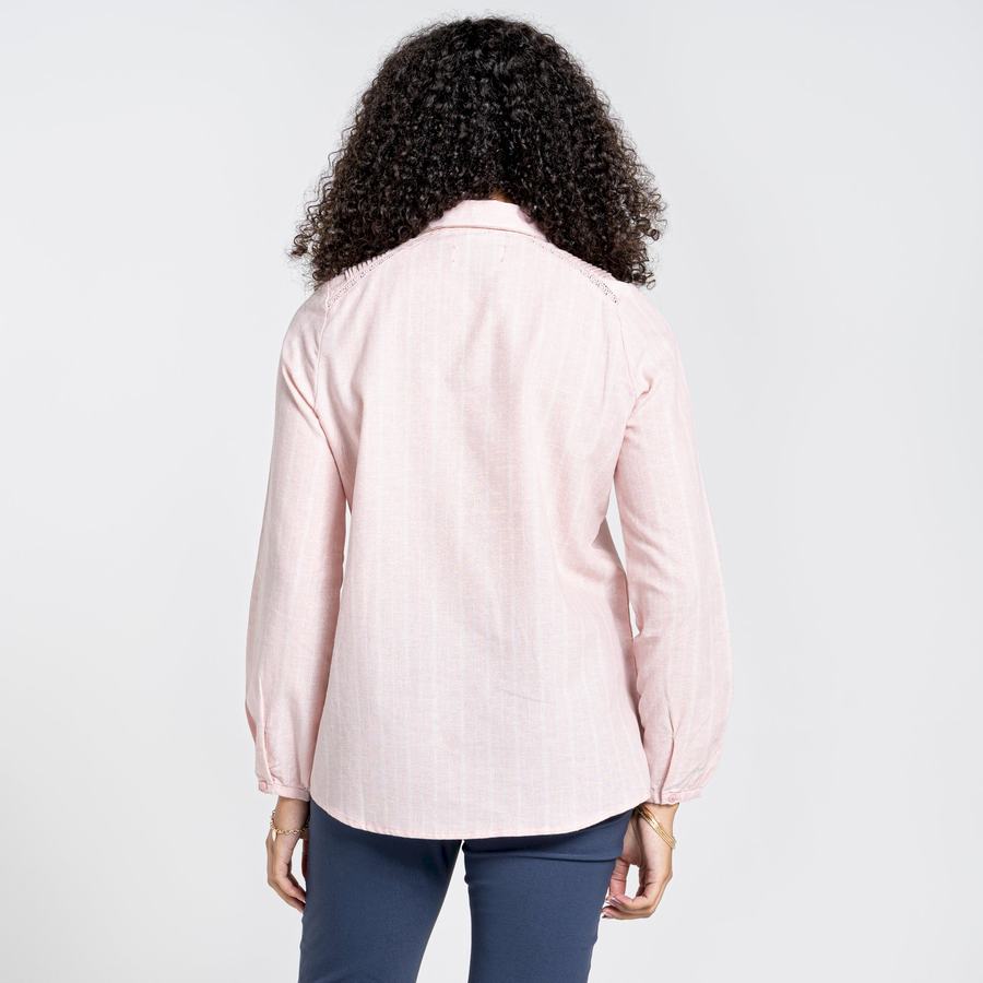 Pink Stripes Craghoppers Nosibotanical Bralio Women's Shirts | RWK6951LW