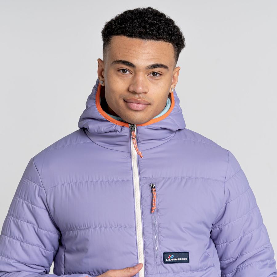 Purple Craghoppers Cameo CompressLite Hooded Men's Jackets | CEC5026FV