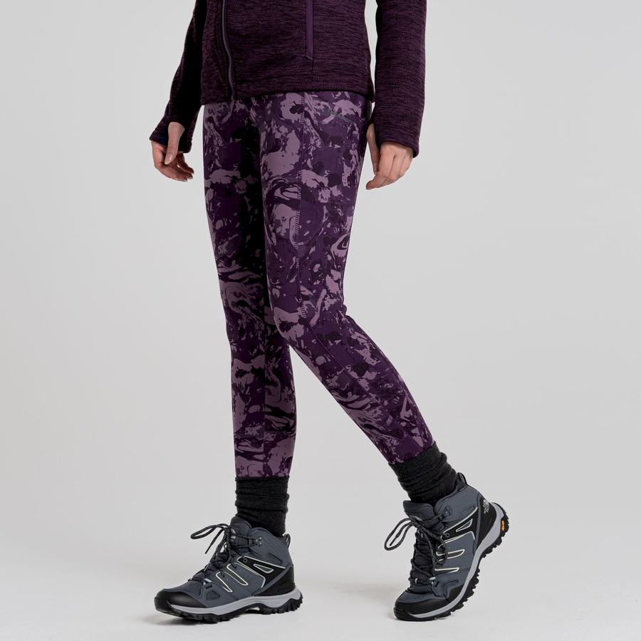 Purple Craghoppers Kiwi Thermal Women's Leggings | IEQ5382NO