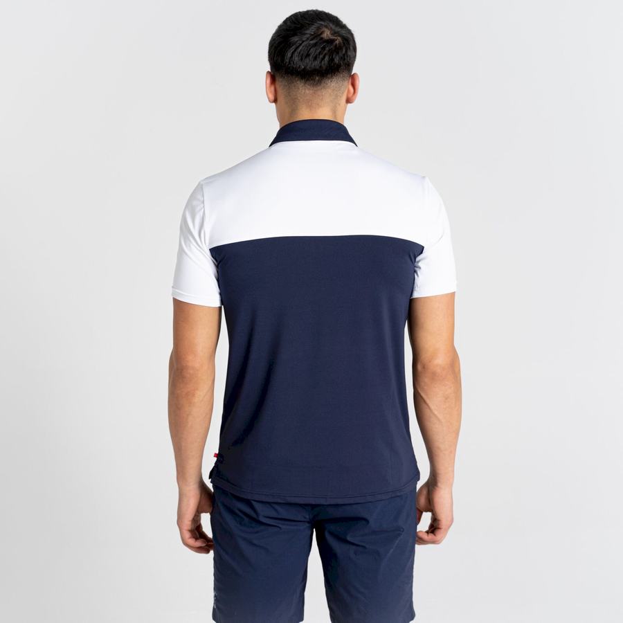 White Blue Navy Craghoppers NosiLife Pro Short Sleeved Polo Men's T-Shirts | PJB1271YG