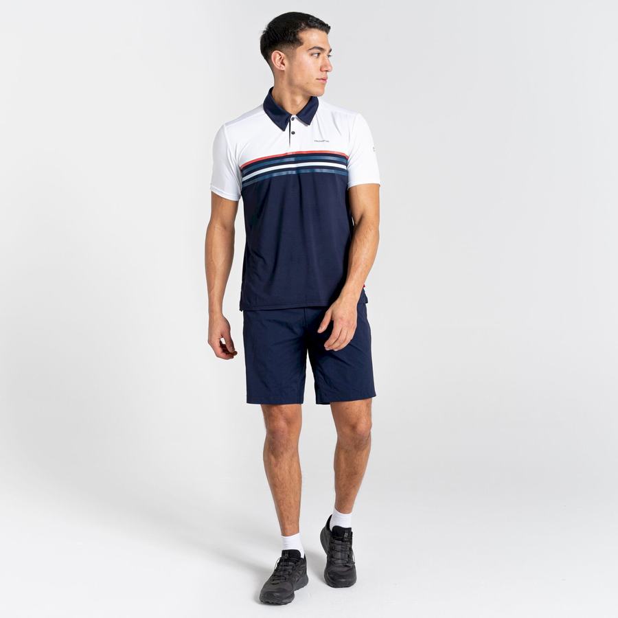 White Blue Navy Craghoppers NosiLife Pro Short Sleeved Polo Men's T-Shirts | PJB1271YG