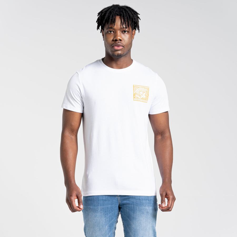 White Craghoppers Lugo Short Sleeved Men's T-Shirts | ALH1089RW