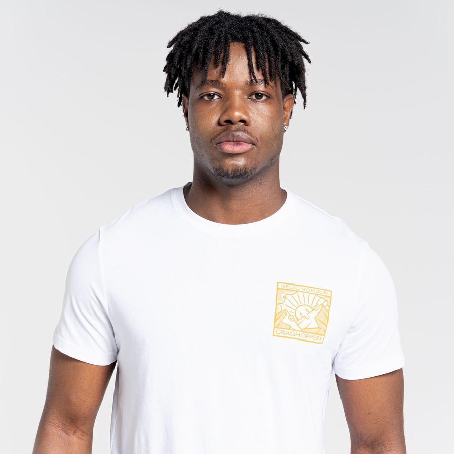 White Craghoppers Lugo Short Sleeved Men's T-Shirts | ALH1089RW