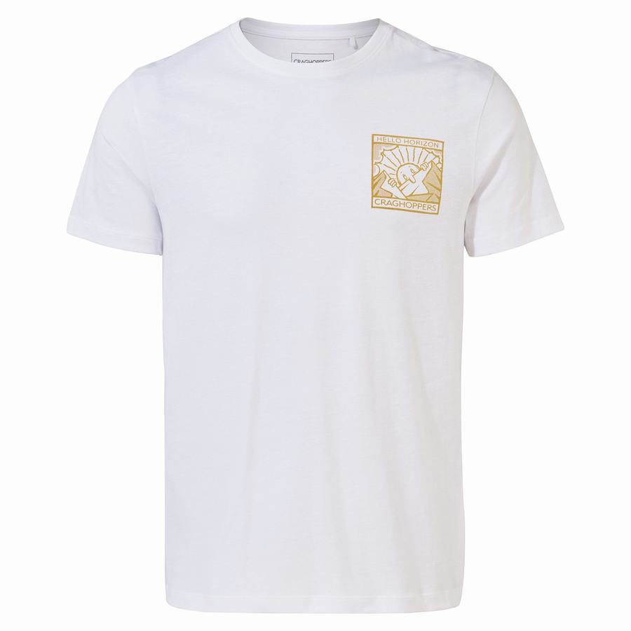 White Craghoppers Lugo Short Sleeved Men's T-Shirts | ALH1089RW