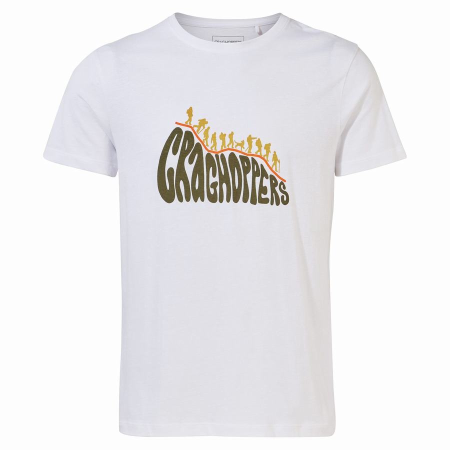 White Craghoppers Lugo Short Sleeved Men's T-Shirts | GUS9756DR