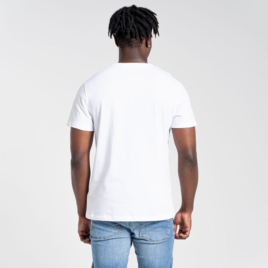 White Craghoppers Lugo Short Sleeved Men's T-Shirts | GUS9756DR