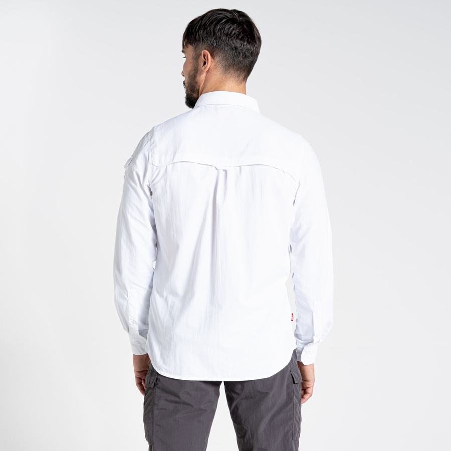 White Craghoppers NosiLife Adventure II Long Sleeved Men's Shirts | NMJ4284SJ