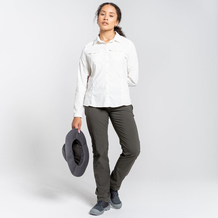 White Craghoppers NosiLife Adventure II Long Sleeved Women's Shirts | WDL3751BI