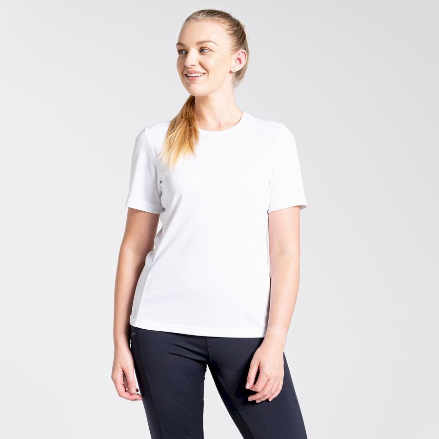 White Craghoppers NosiLife Candella Short Sleeved Women's T-Shirts | ZDC8644KN