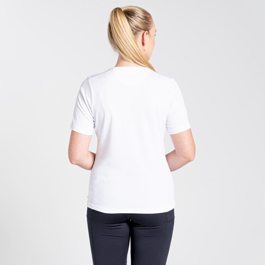 White Craghoppers NosiLife Candella Short Sleeved Women's T-Shirts | ZDC8644KN