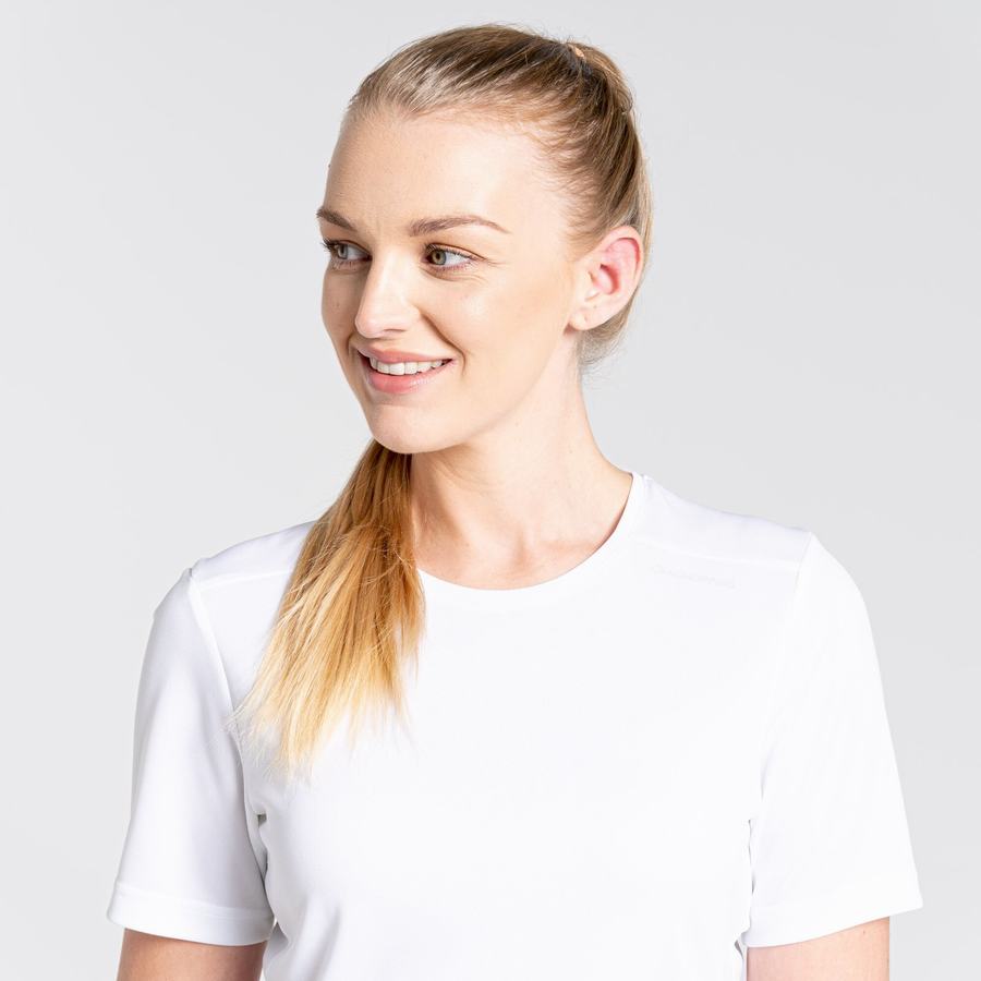 White Craghoppers NosiLife Candella Short Sleeved Women's T-Shirts | ZDC8644KN