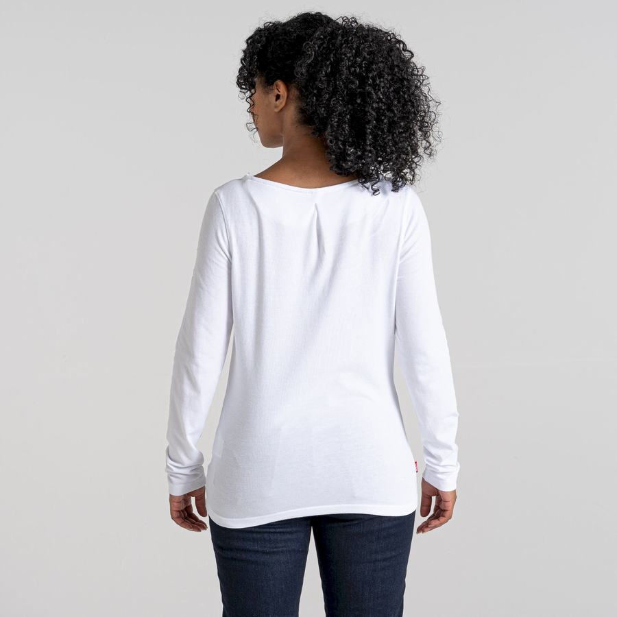 White Craghoppers NosiLife Erin Long Sleeved Women's T-Shirts | AHH5872UY