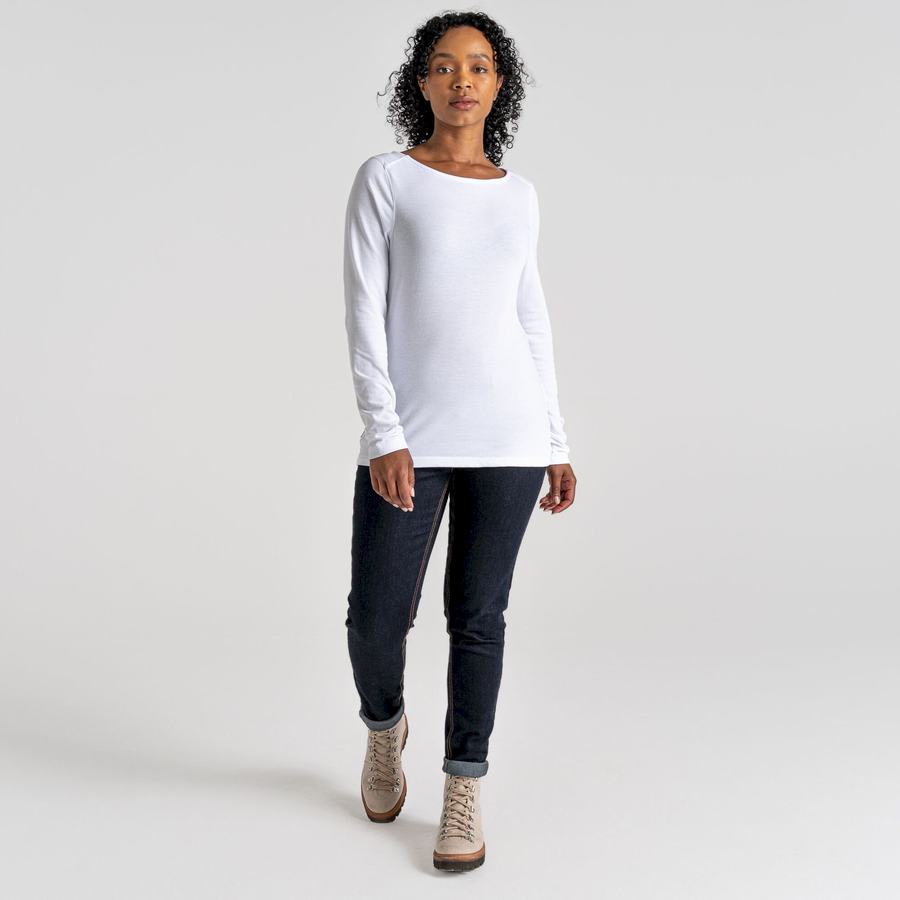 White Craghoppers NosiLife Erin Long Sleeved Women's T-Shirts | AHH5872UY