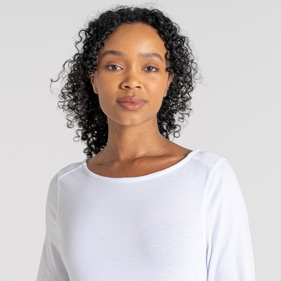 White Craghoppers NosiLife Erin Long Sleeved Women's T-Shirts | AHH5872UY