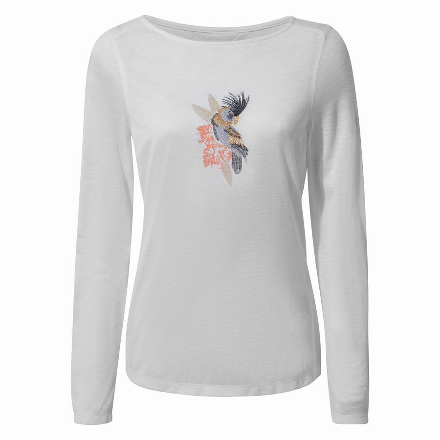 White Craghoppers NosiLife Erin Long Sleeved Women's T-Shirts | CNI828ZJ