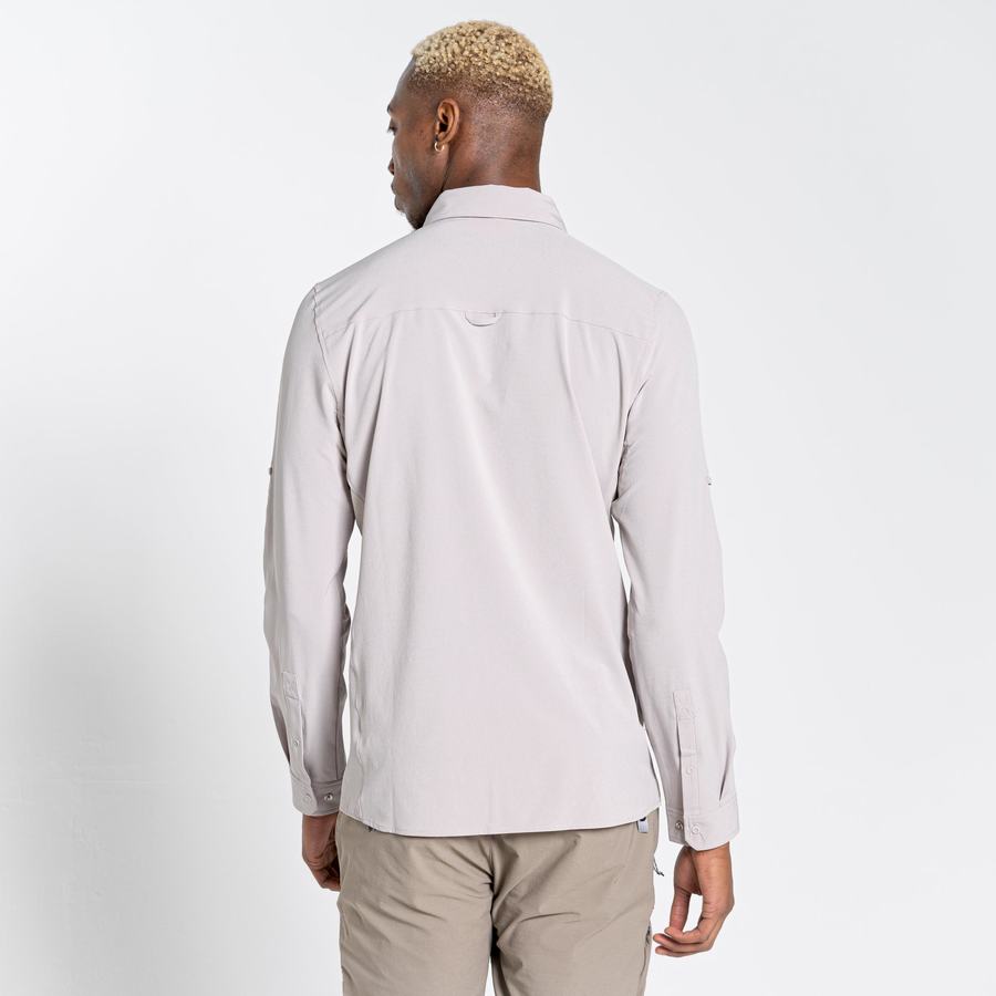 White Craghoppers NosiLife Pro IV Long Sleeved Men's Shirts | AYU799TP