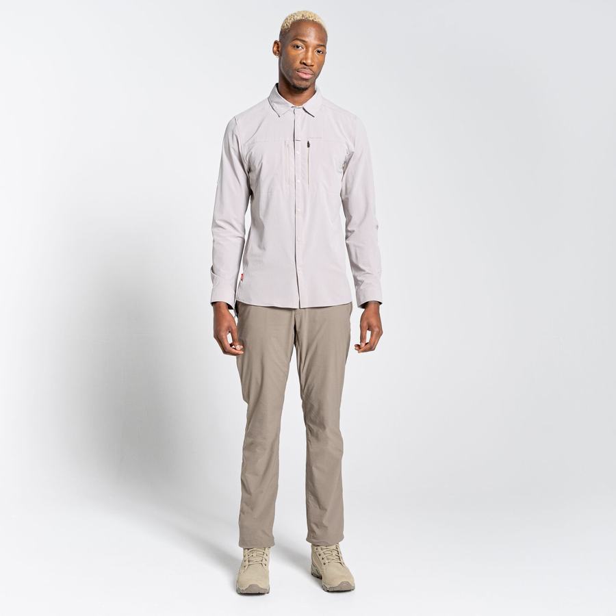 White Craghoppers NosiLife Pro IV Long Sleeved Men's Shirts | AYU799TP