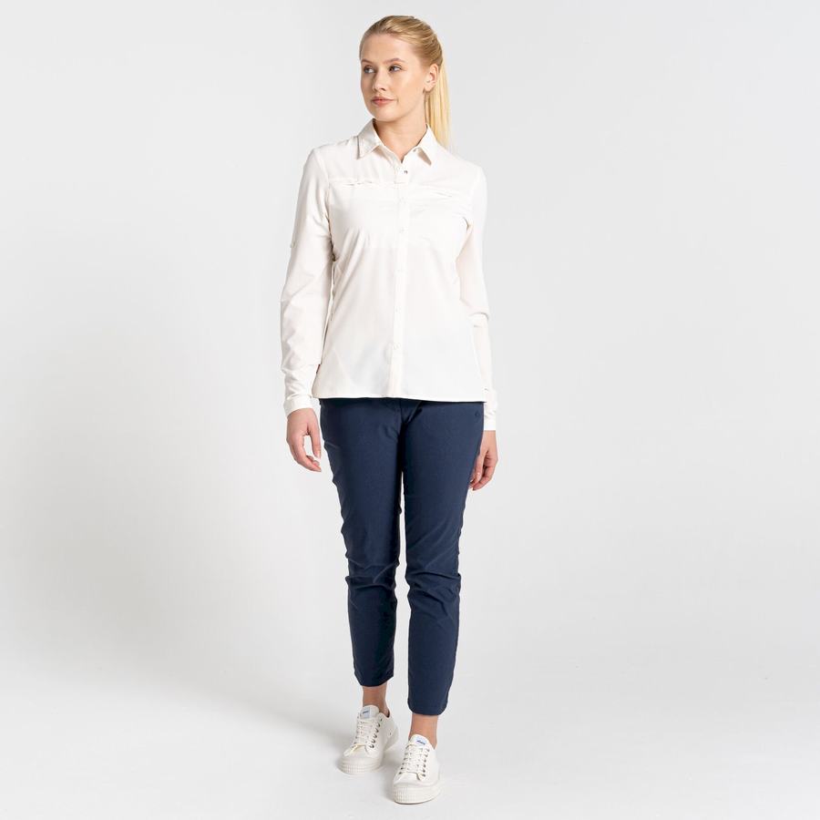 White Craghoppers NosiLife Pro IV Long Sleeved Women's Shirts | BYC2820EP